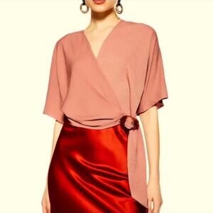 Topshop Wrap Top w/ Tortoise Clip NWT Sz 4